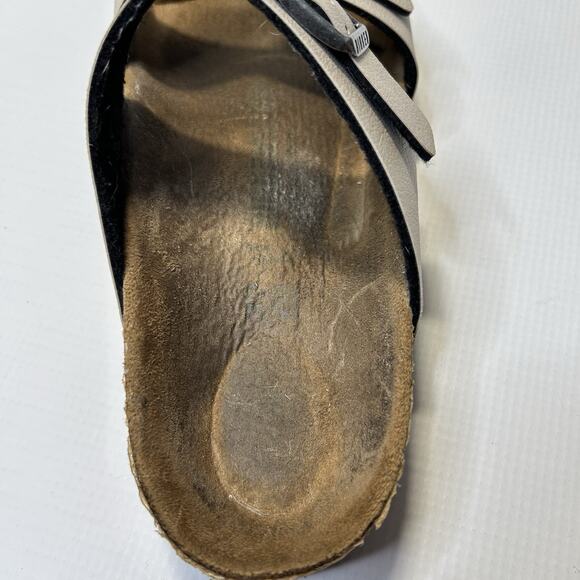 Birkenstock Sandals Women's Sydney Beige Tan Slip On 38 L7 M5 - Picture 5 of 12